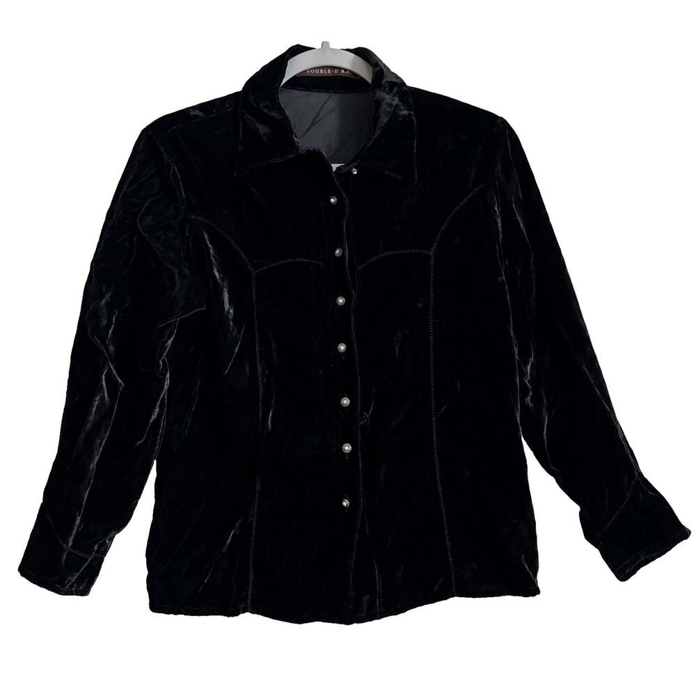 Double D Ranch Women's Size Small Black Velvet LS Button Up Western Shirt